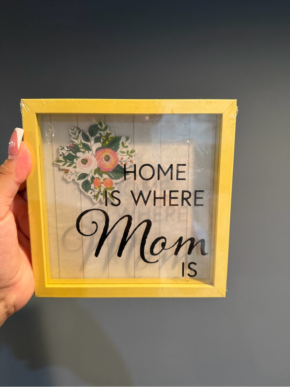 Yellow "Home Is Where Mom Is" Decorative Wall Plaque